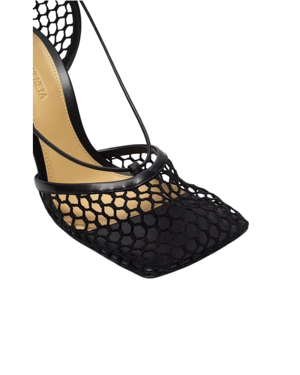 Bottega Veneta Black Fishnet Mesh Leather Sandal