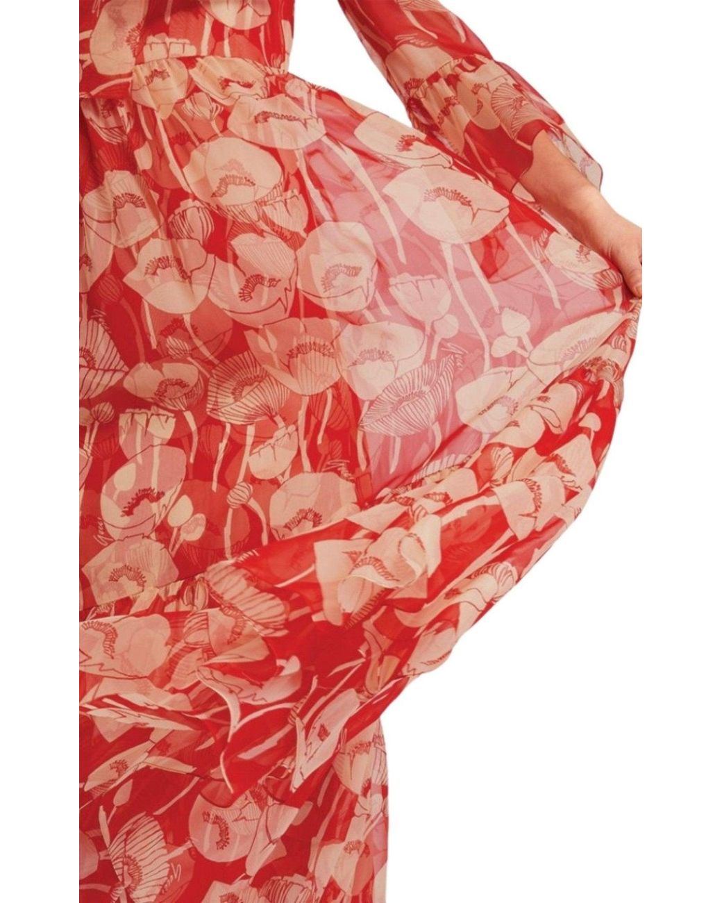 Gucci Red Poppy Silk Organza Maxi Dress