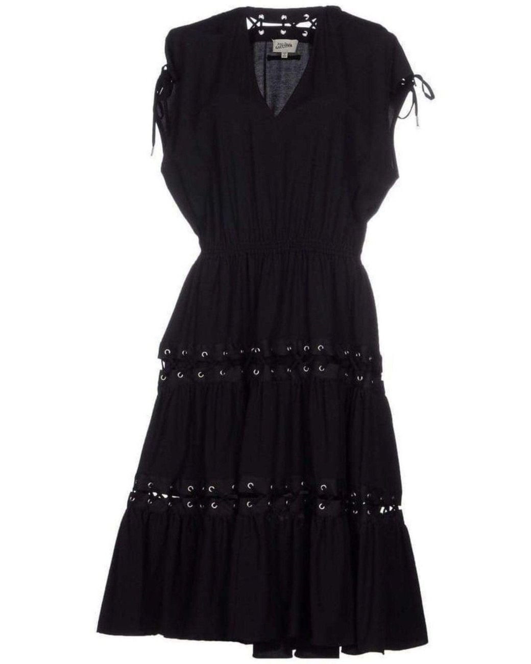 Jean Paul Gaultier Lace Up Panel Black Cotton Dress