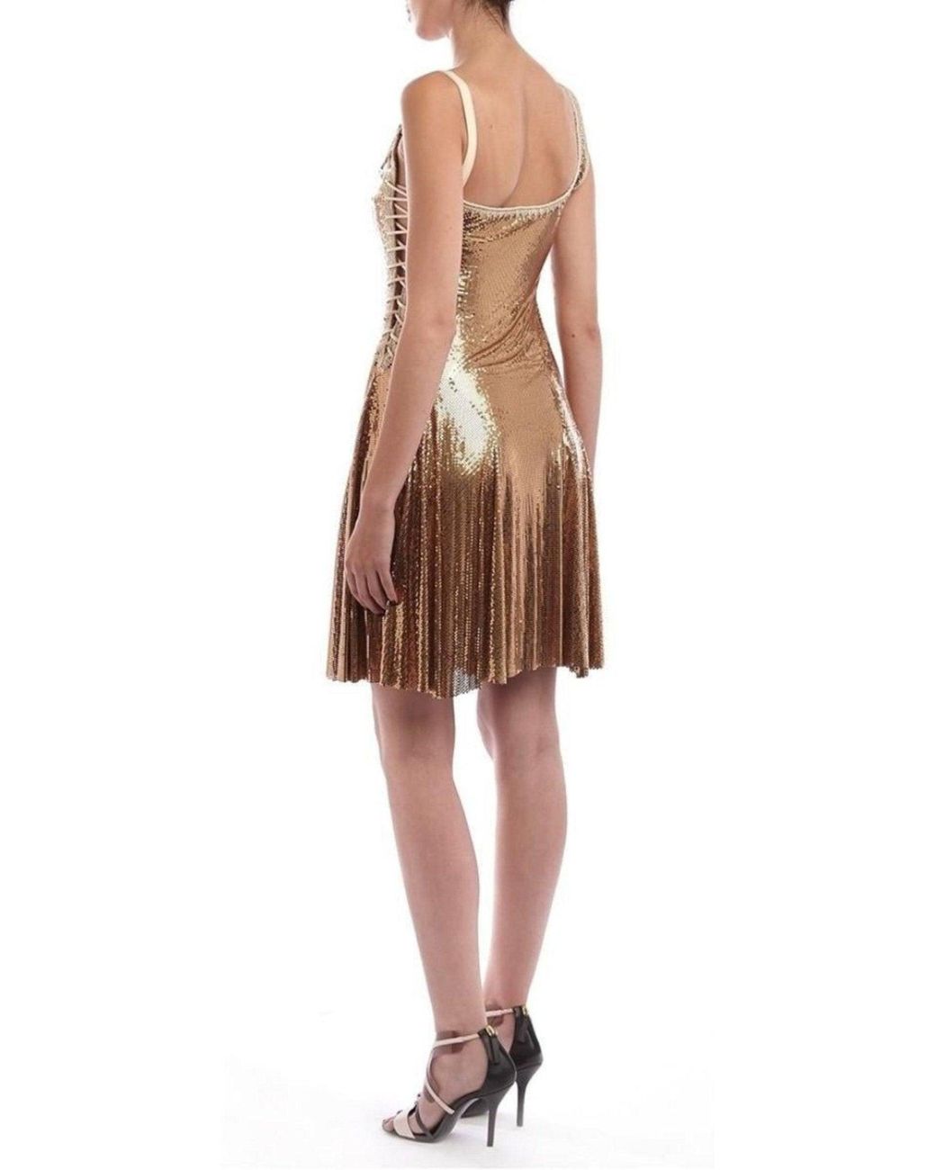 Rabanne Brown Gold Chainmail Dress