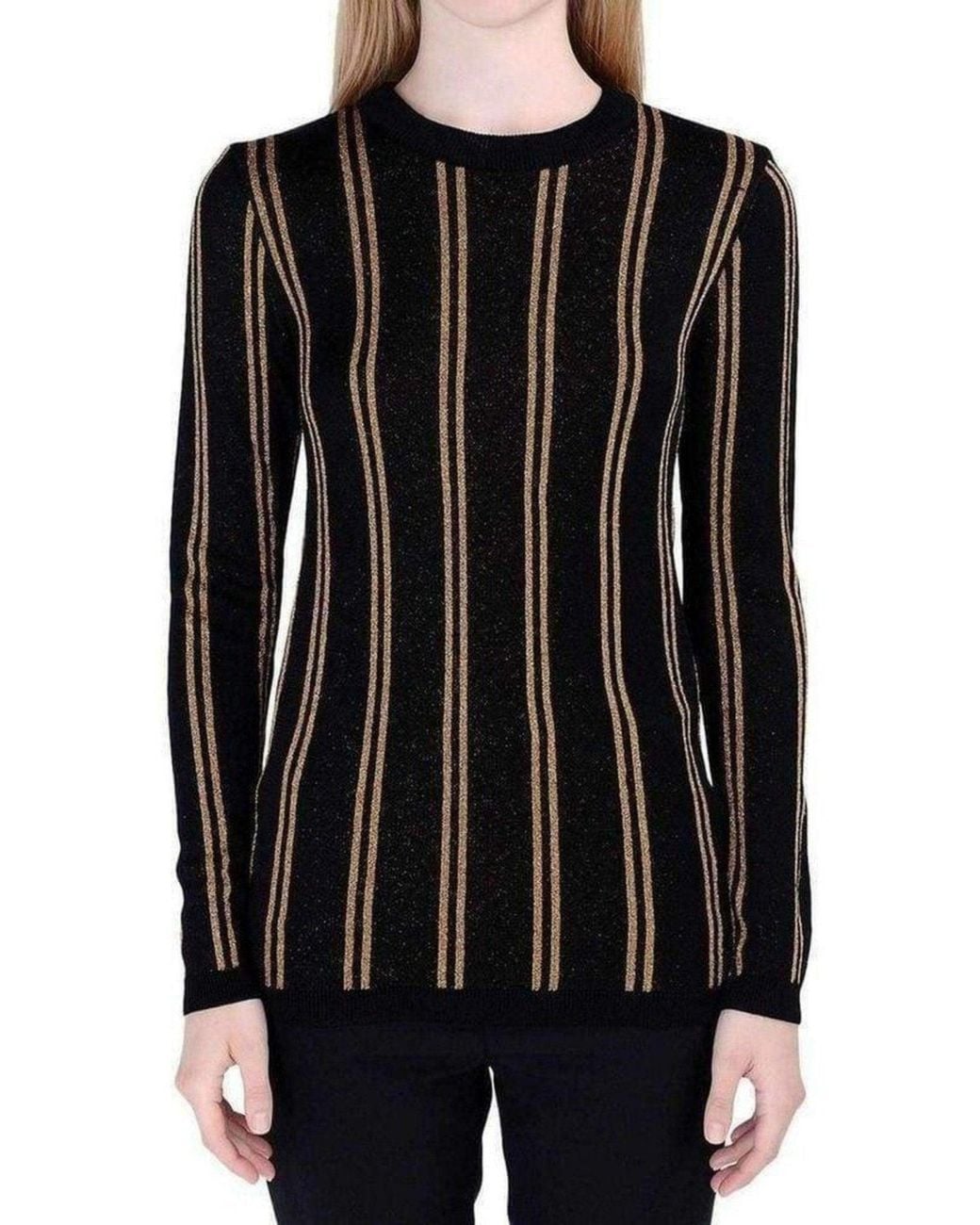 Balmain Black & Gold Striped Knit Sweater