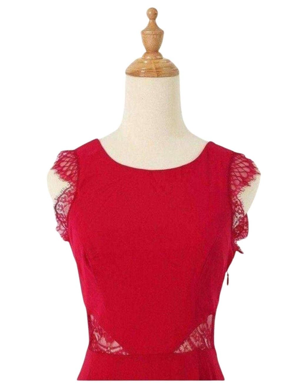 BCBGMAXAZRIA Red Karey Maxi Lace Detail Turkish Pink Dress