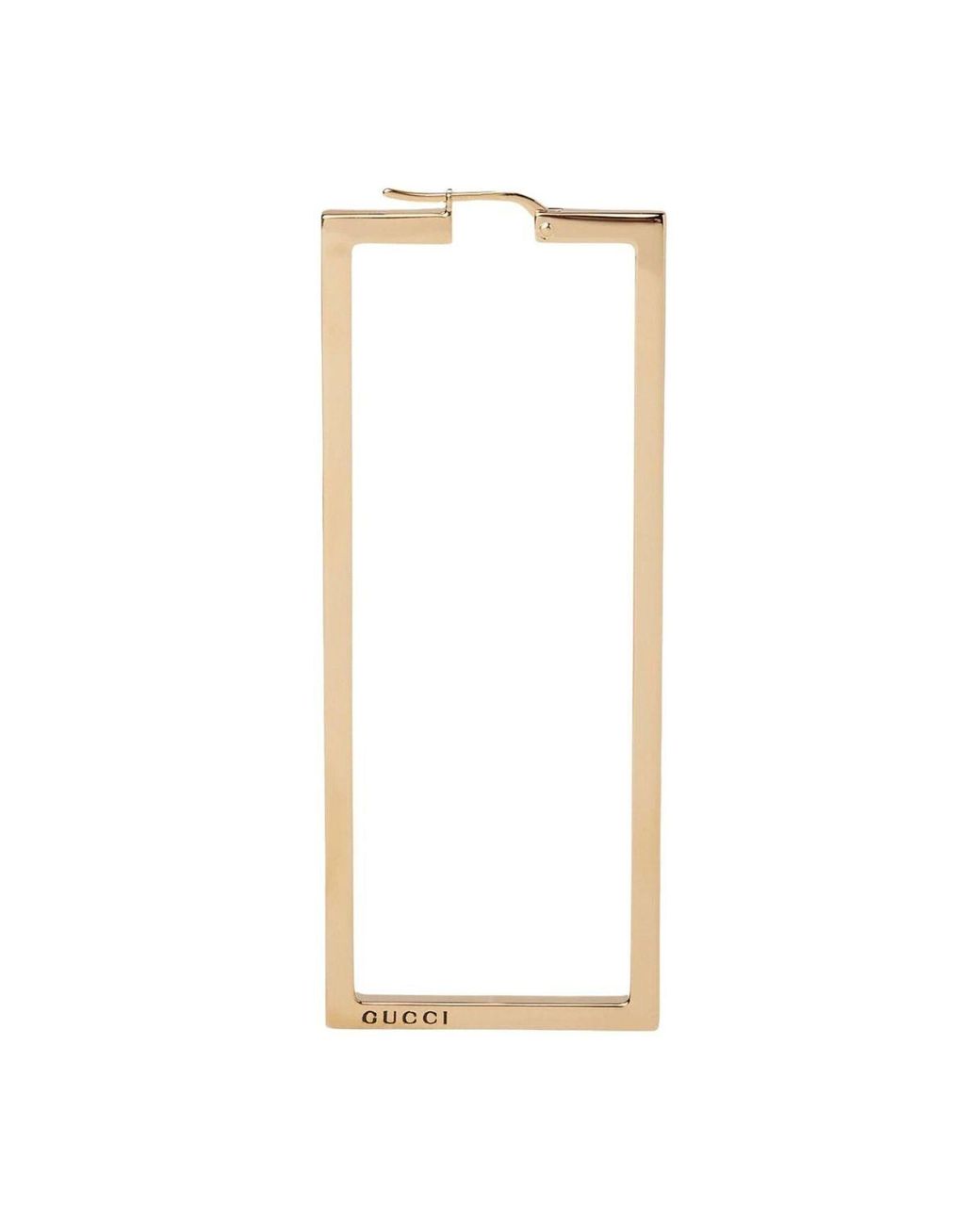 Gucci White Single Rectangle-shaped Logo-engraved Earring