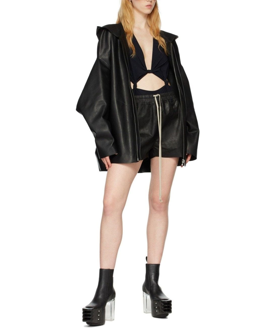 Rick Owens Black Peter Leather Jacket