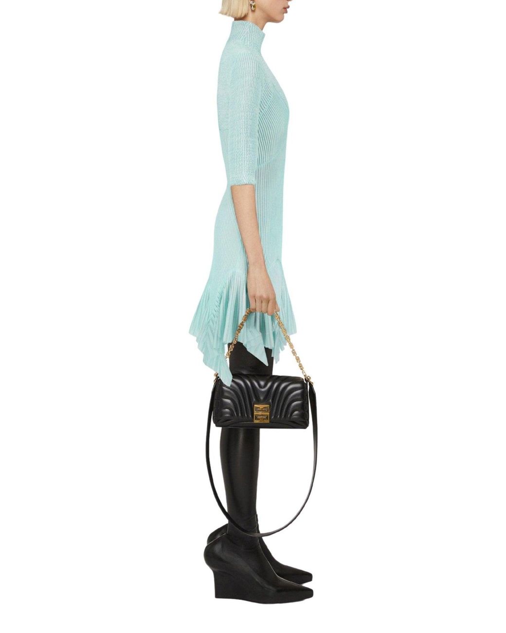 Givenchy Blue High-neck Asymmetric Dress