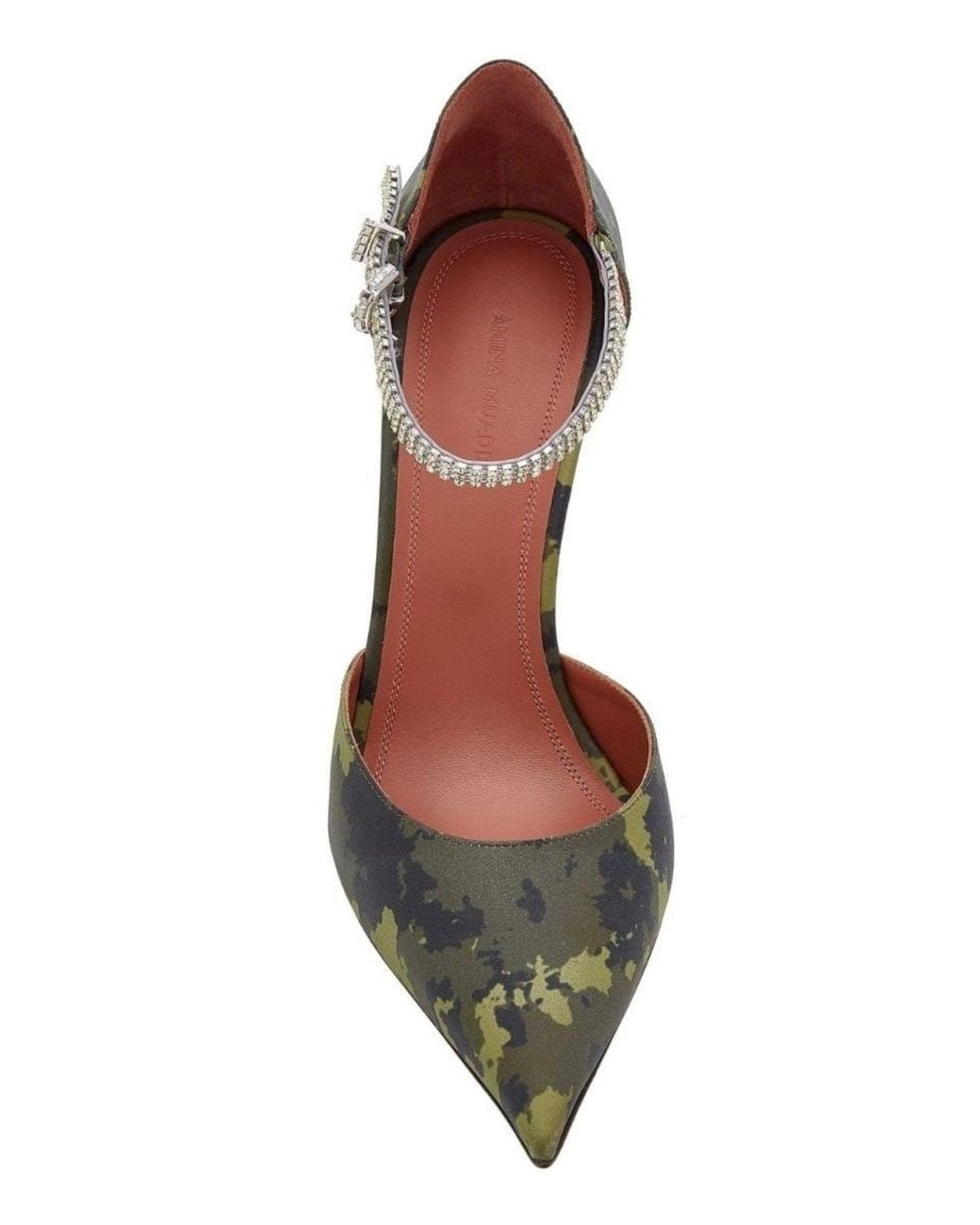 AMINA MUADDI Green Usrina Crystal-embellished Camouflage-satin Pumps