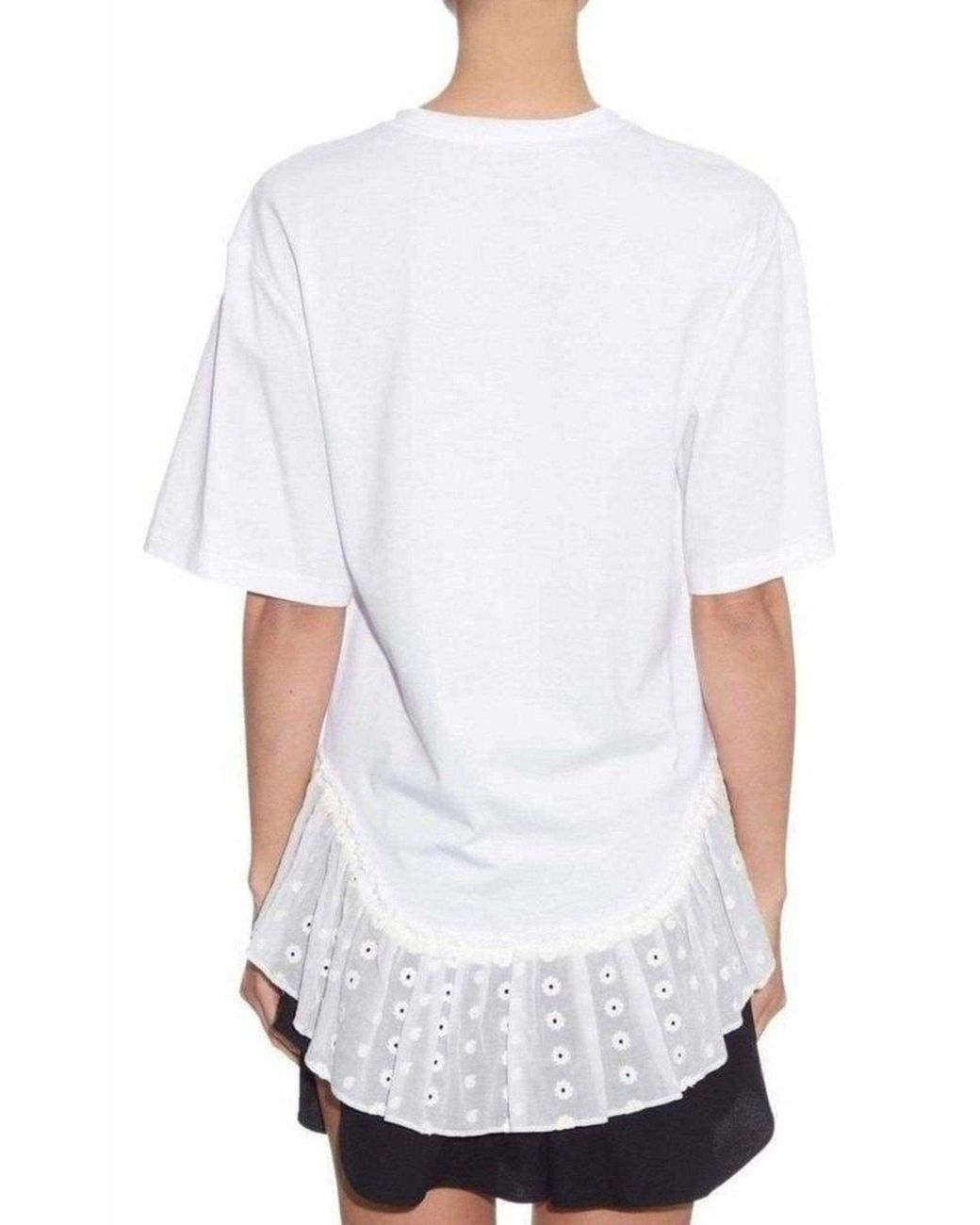 Chloé White Lace Trimmed Short Sleeve T-shirt