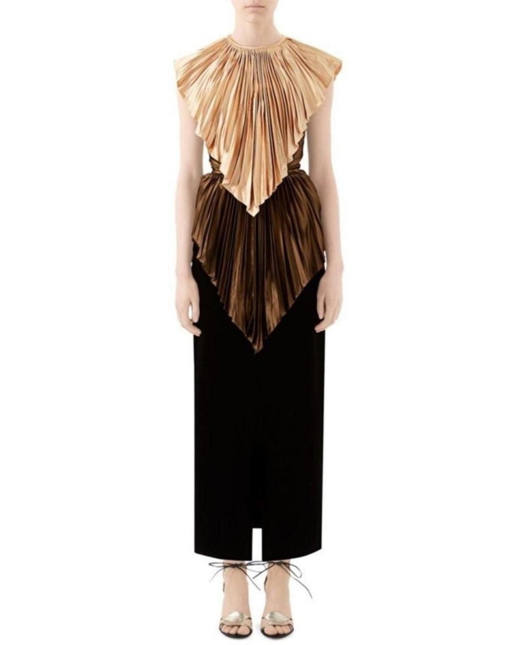 Gucci Black Colorblock Plisse Cape Dress