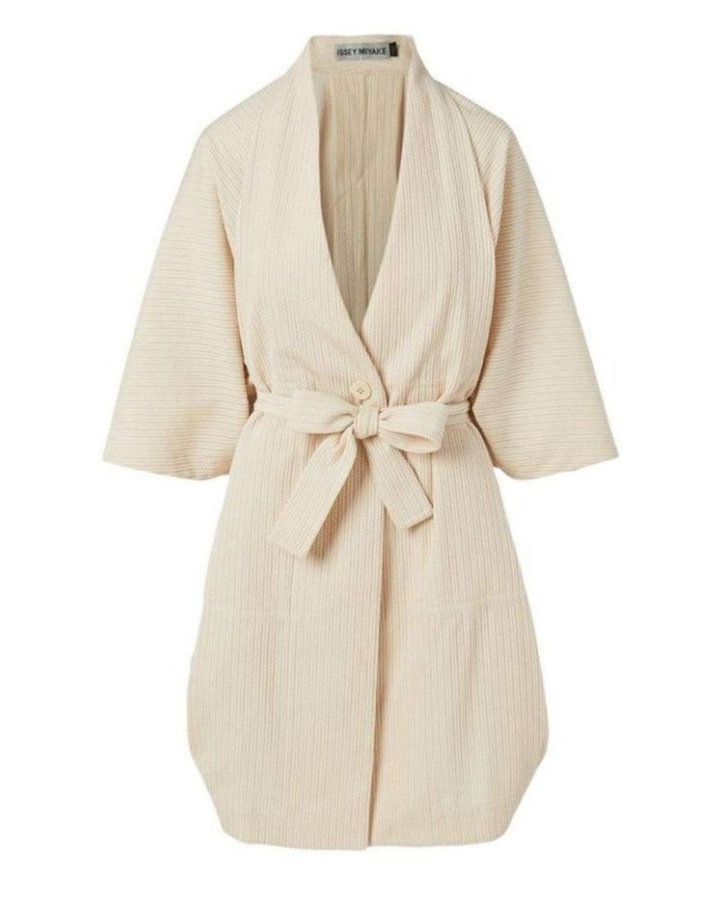 Issey Miyake Natural Sashiko Wrap Cotton Blend Jacket