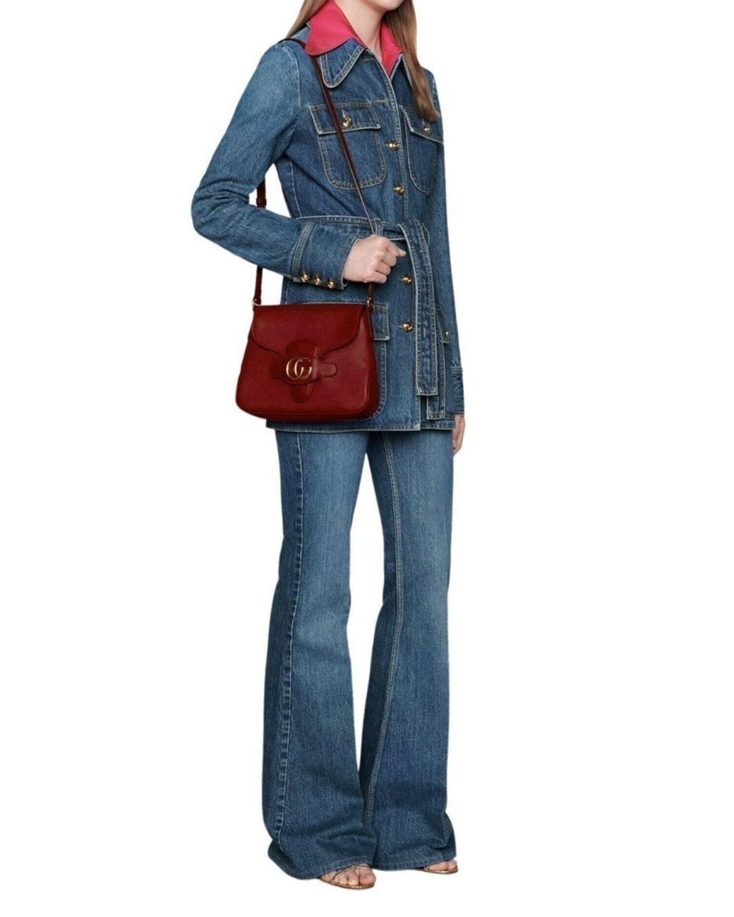 Gucci Small Messenger With Double GG Bag In Red