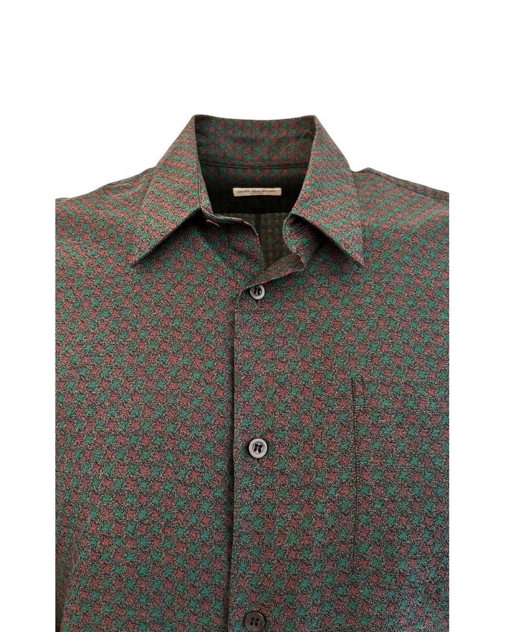 Dries Van Noten Curley Print Green Cotton Shirt for men