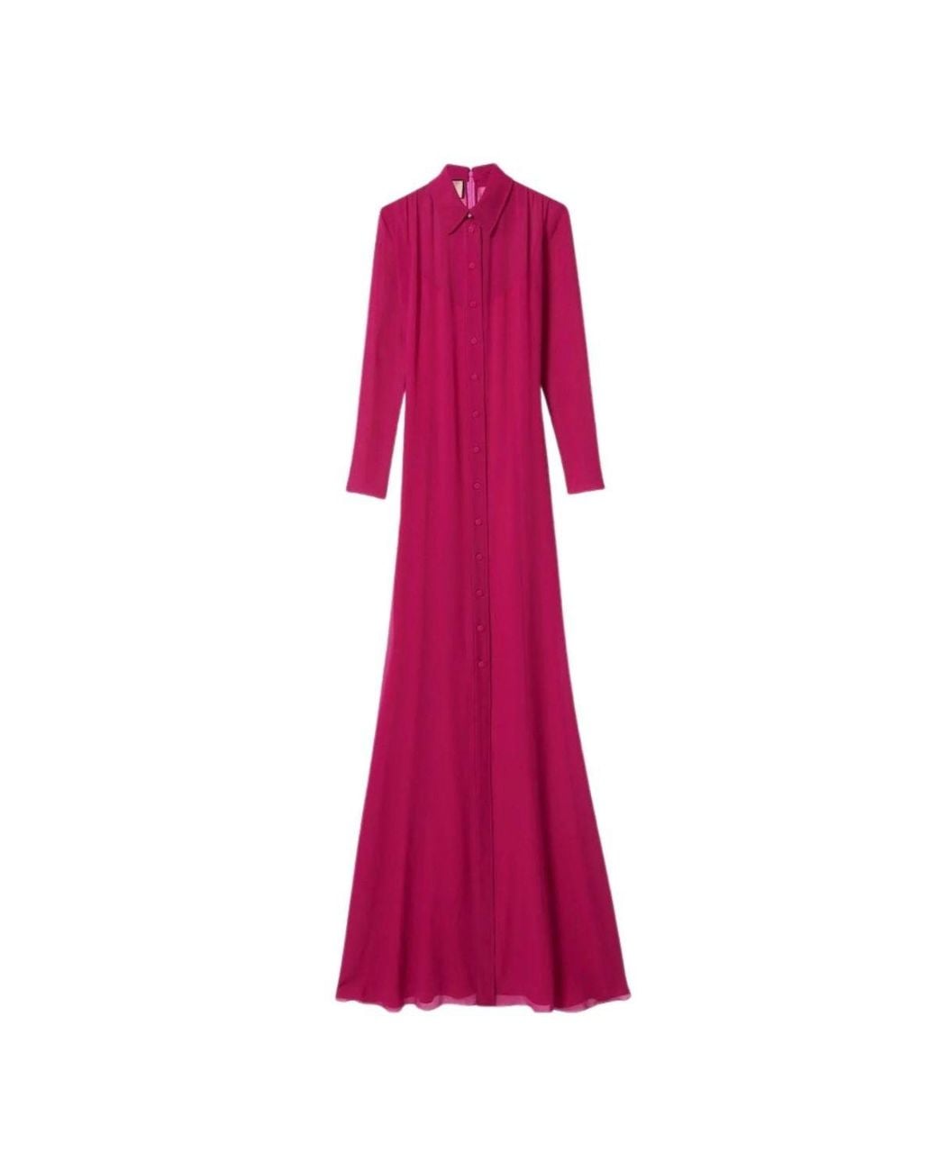 Gucci Purple Fuchsia Silk Maxi Shirt Dress