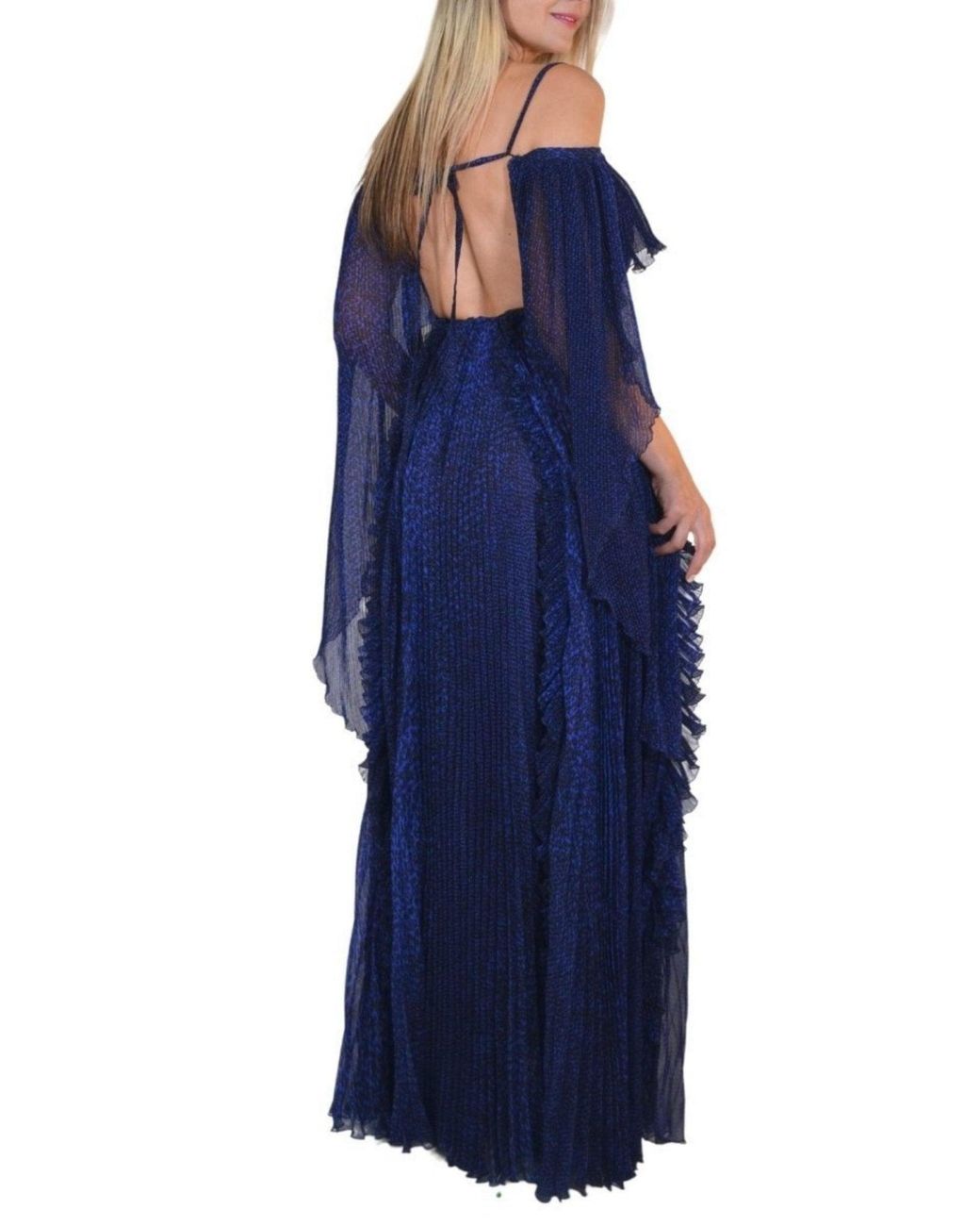 Ralph & Russo Blue Silk Ball Cape Gown