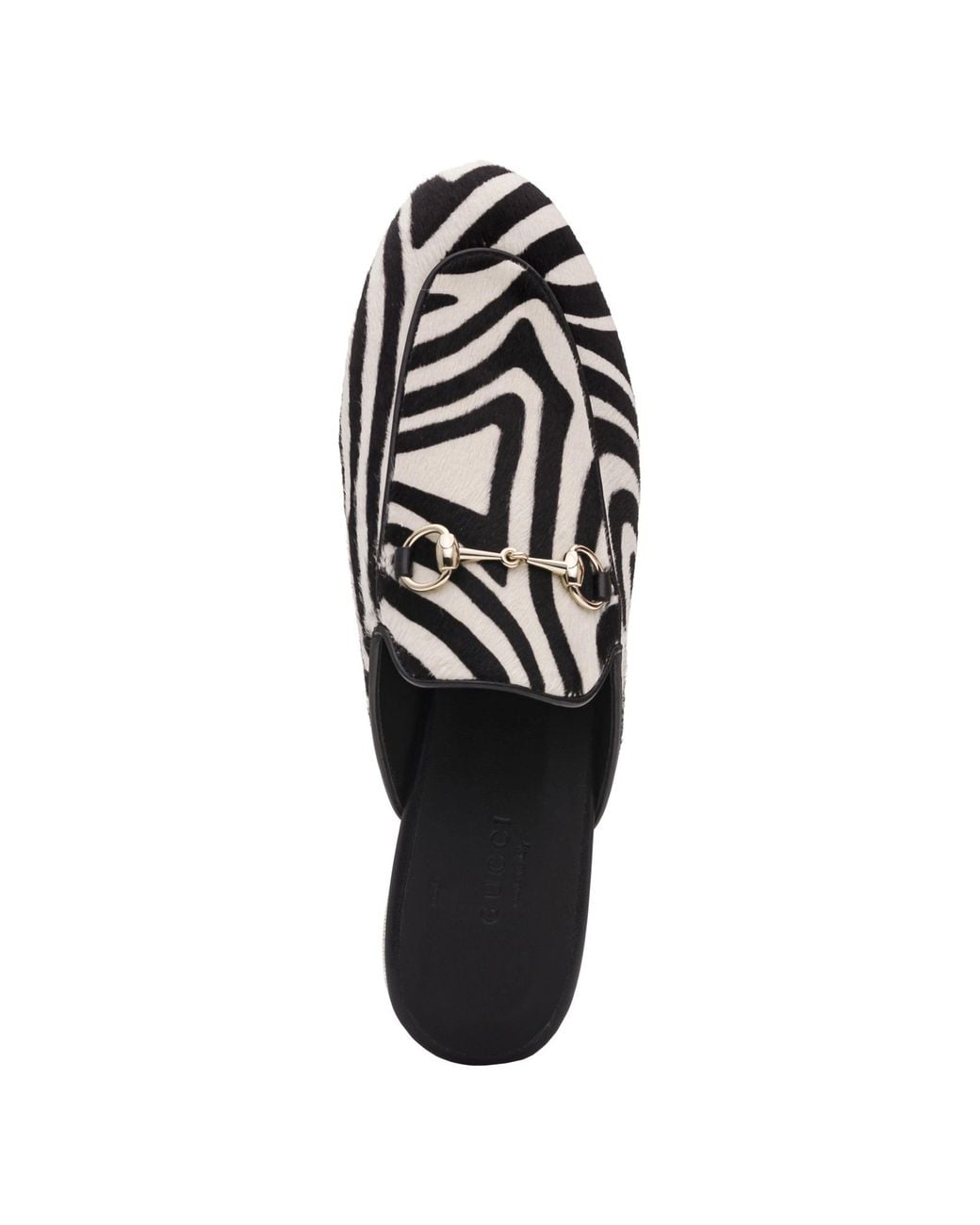 Gucci Black Princetown Zebra-print Calf Hair Horsebit Mules