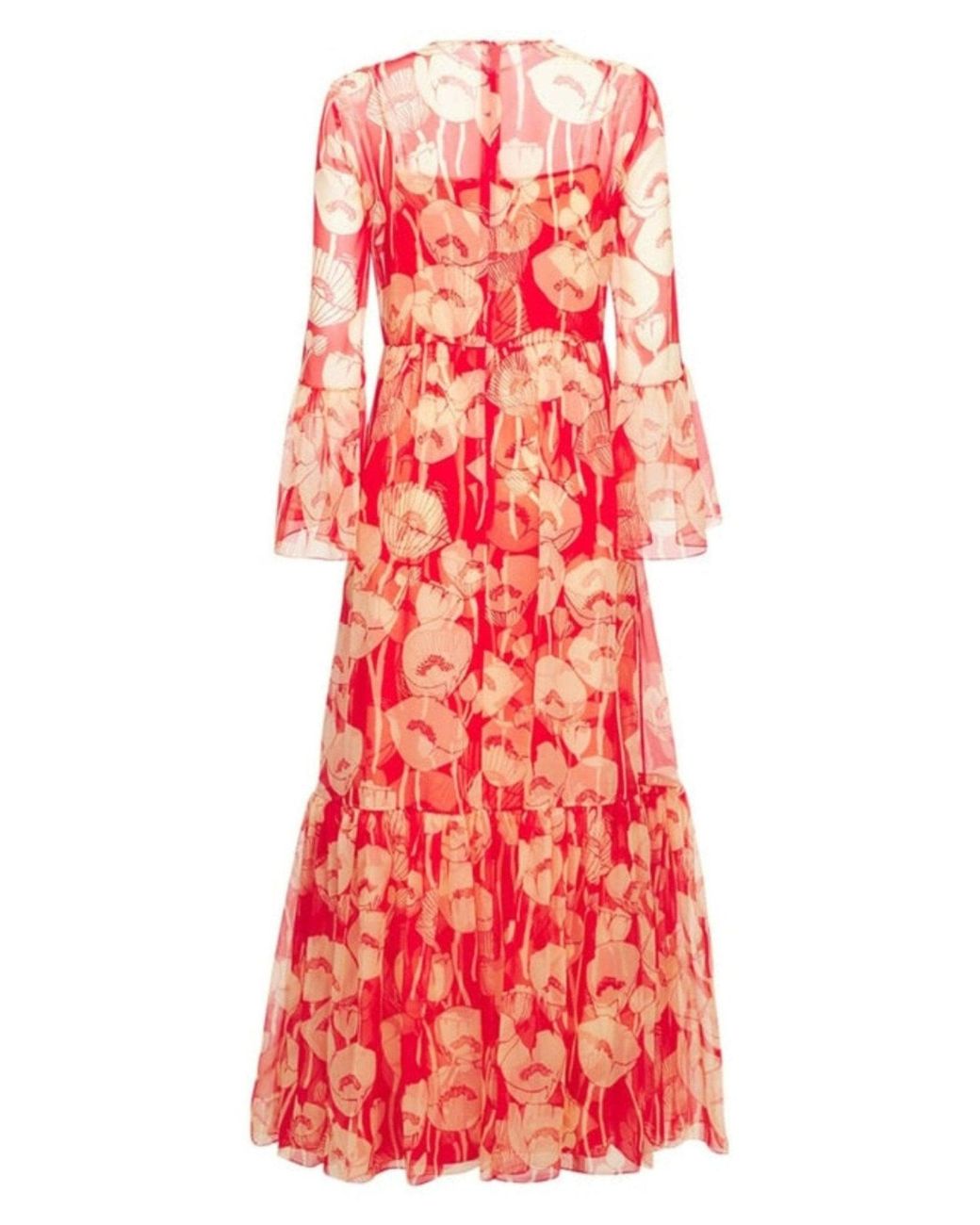 Gucci Red Poppy Silk Organza Maxi Dress