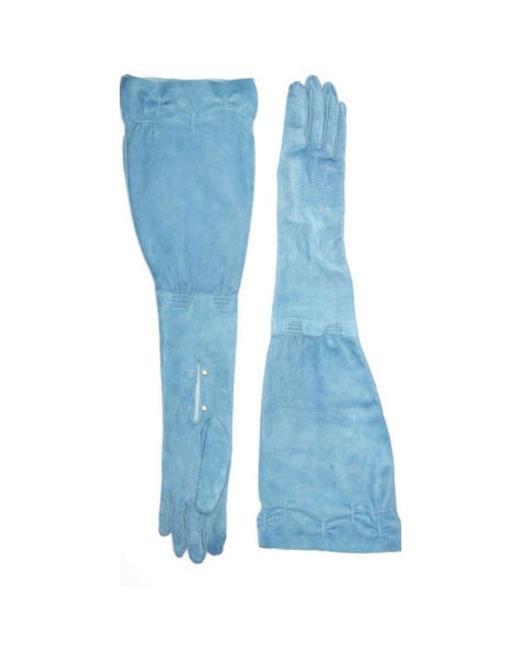 Gucci Blue Suede Gloves With Giglio