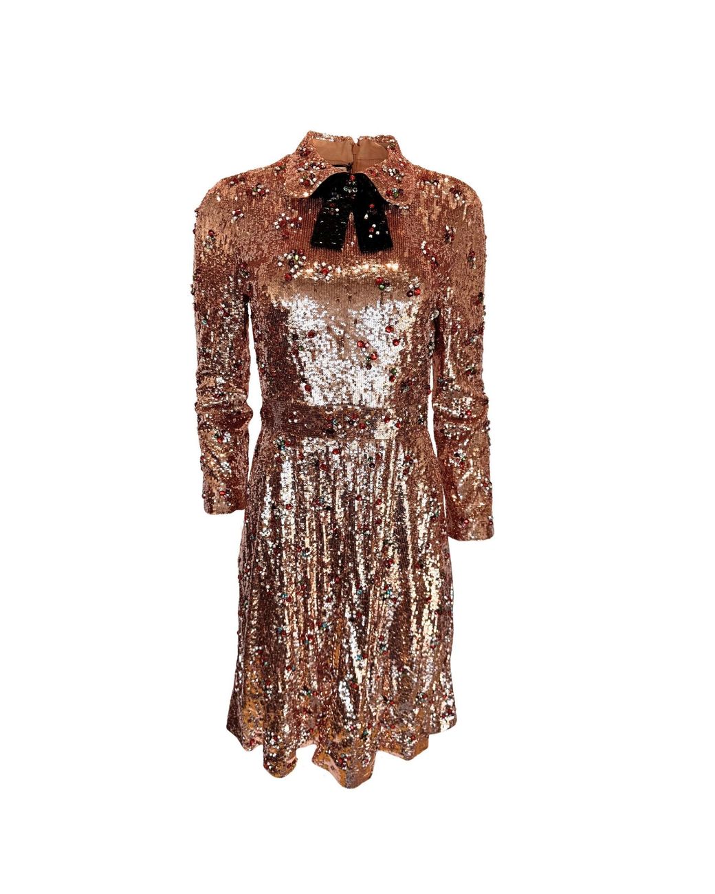 Gucci Brown Sequins With Crystal Embroidered Dress