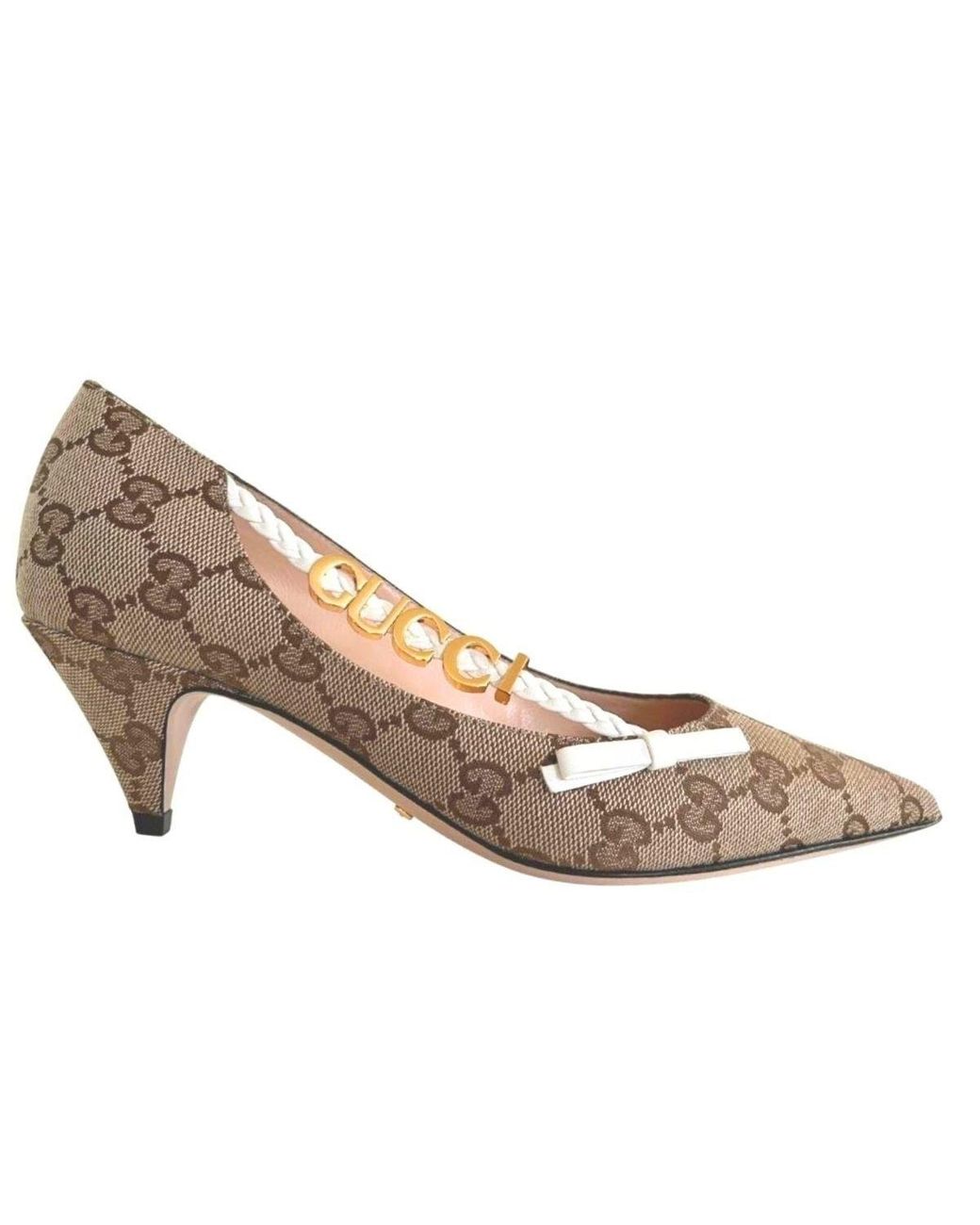 Gucci Brown Gg Supreme Low Heel Pumps