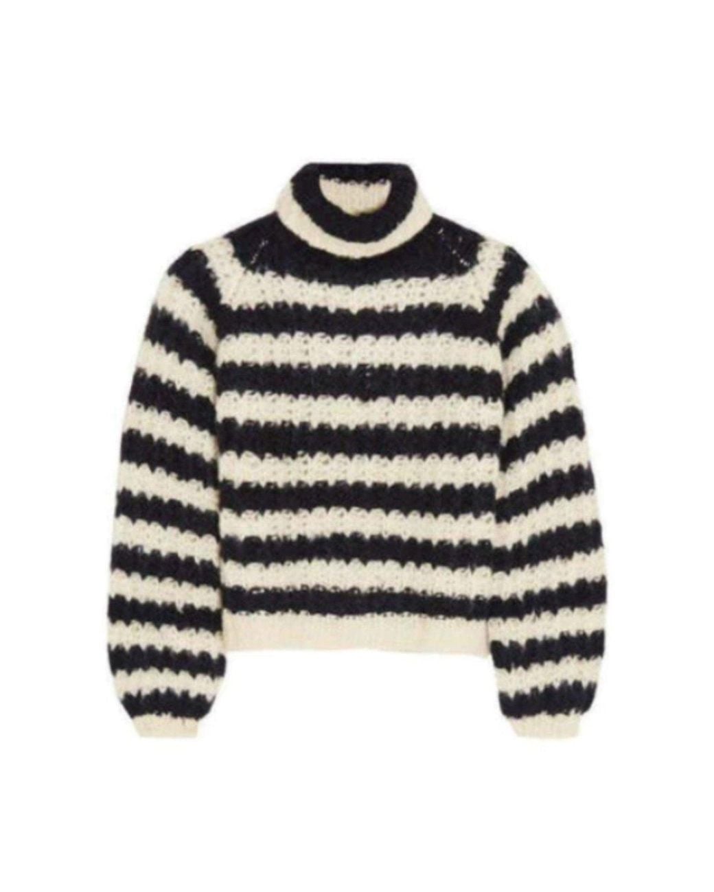 Chloé White Striped Mohair Blend Sweater