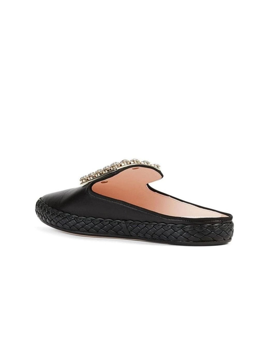 Roger Vivier Black Rv Lounge Strass Buckle Mules
