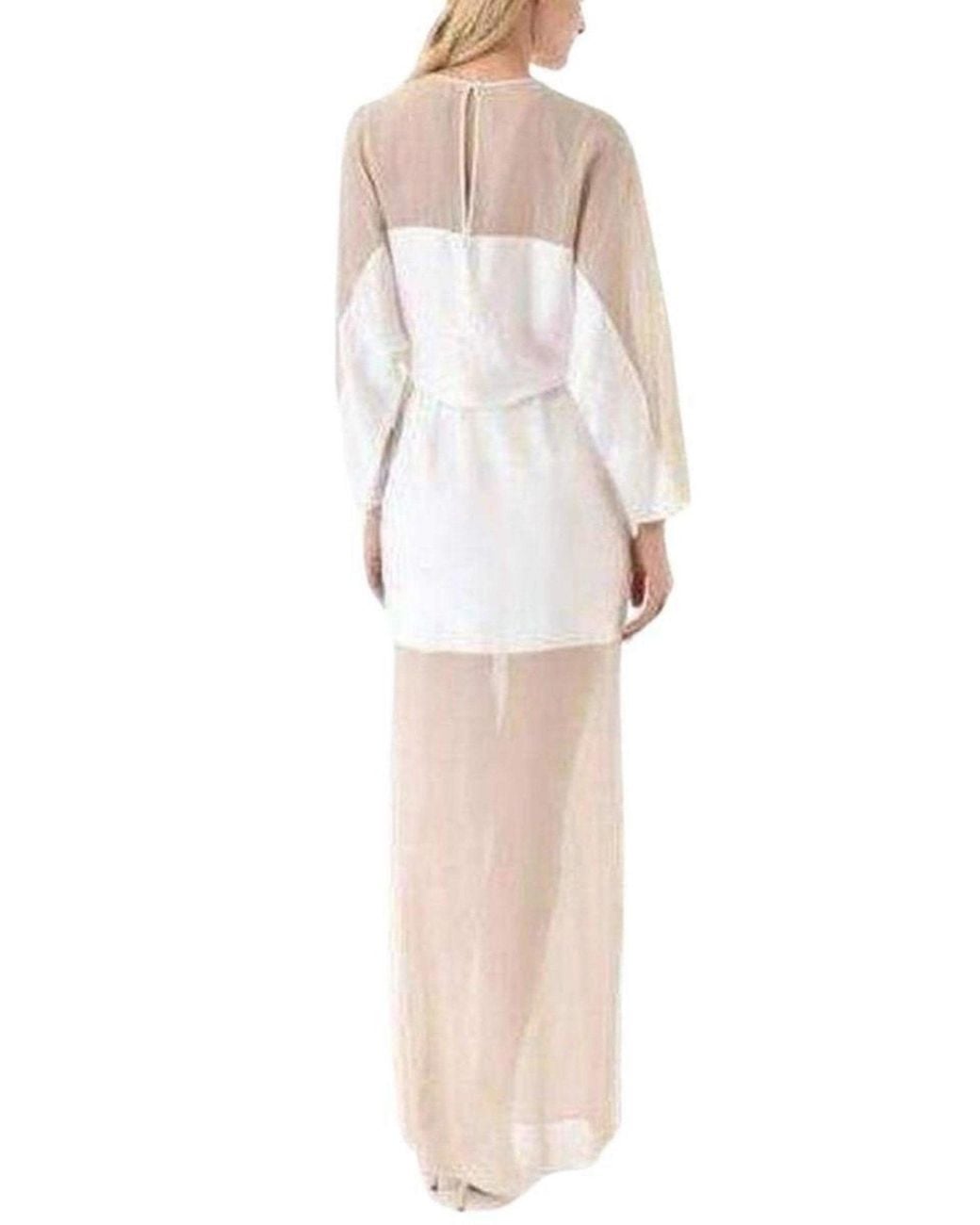 BCBGMAXAZRIA White Sheer Chiffon Panels Silk Dress