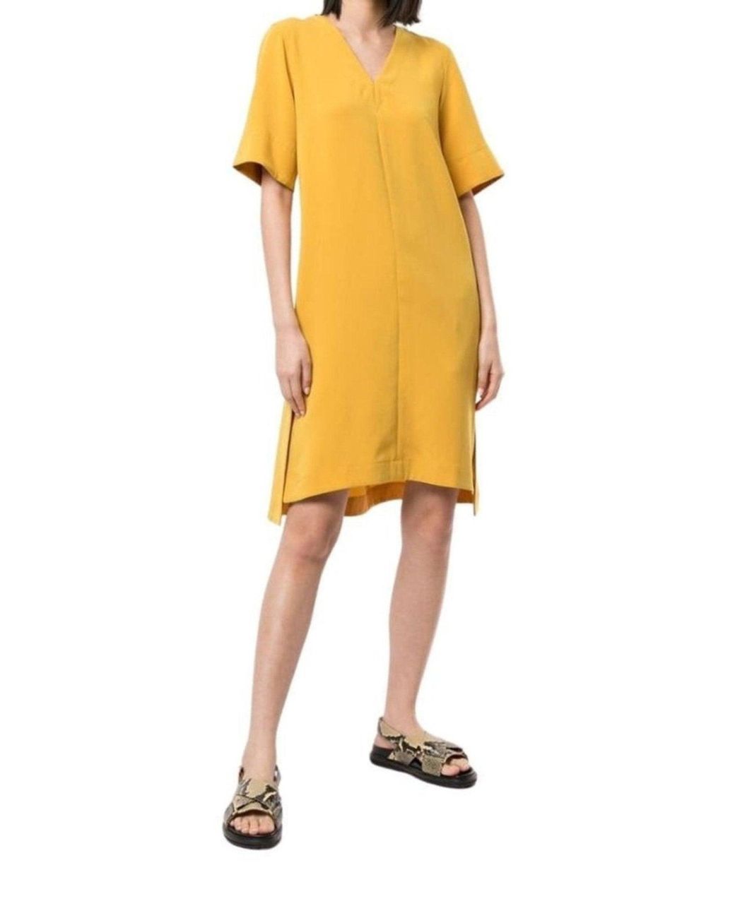 3.1 Phillip Lim Yellow Scarf Neck Crepe Dress