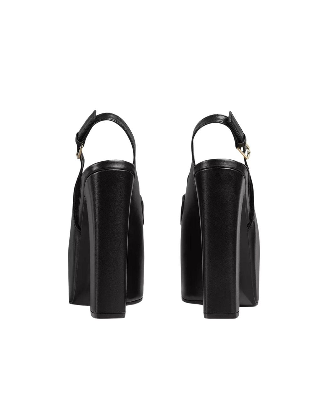 Gucci Black Ottavia Horsebit Loafer 145mm Platform Slingback Pumps