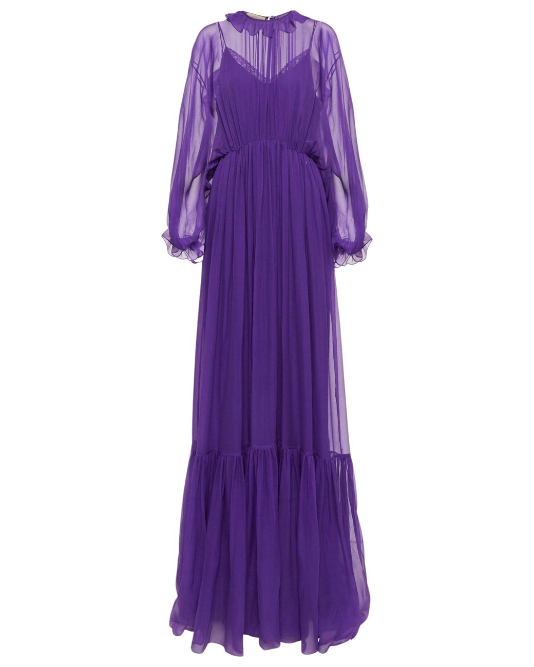 GUCCI★グッチ★素敵！ GUCCI PURPLE SILK SHIRT DRESS GUCCI SHIRT DRESS PURPLE CREPE DE CHINE SILK LONG SLEEVES