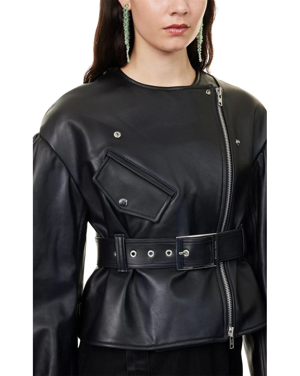 Simone Rocha Black Sculpted Cropped Leather Jacket