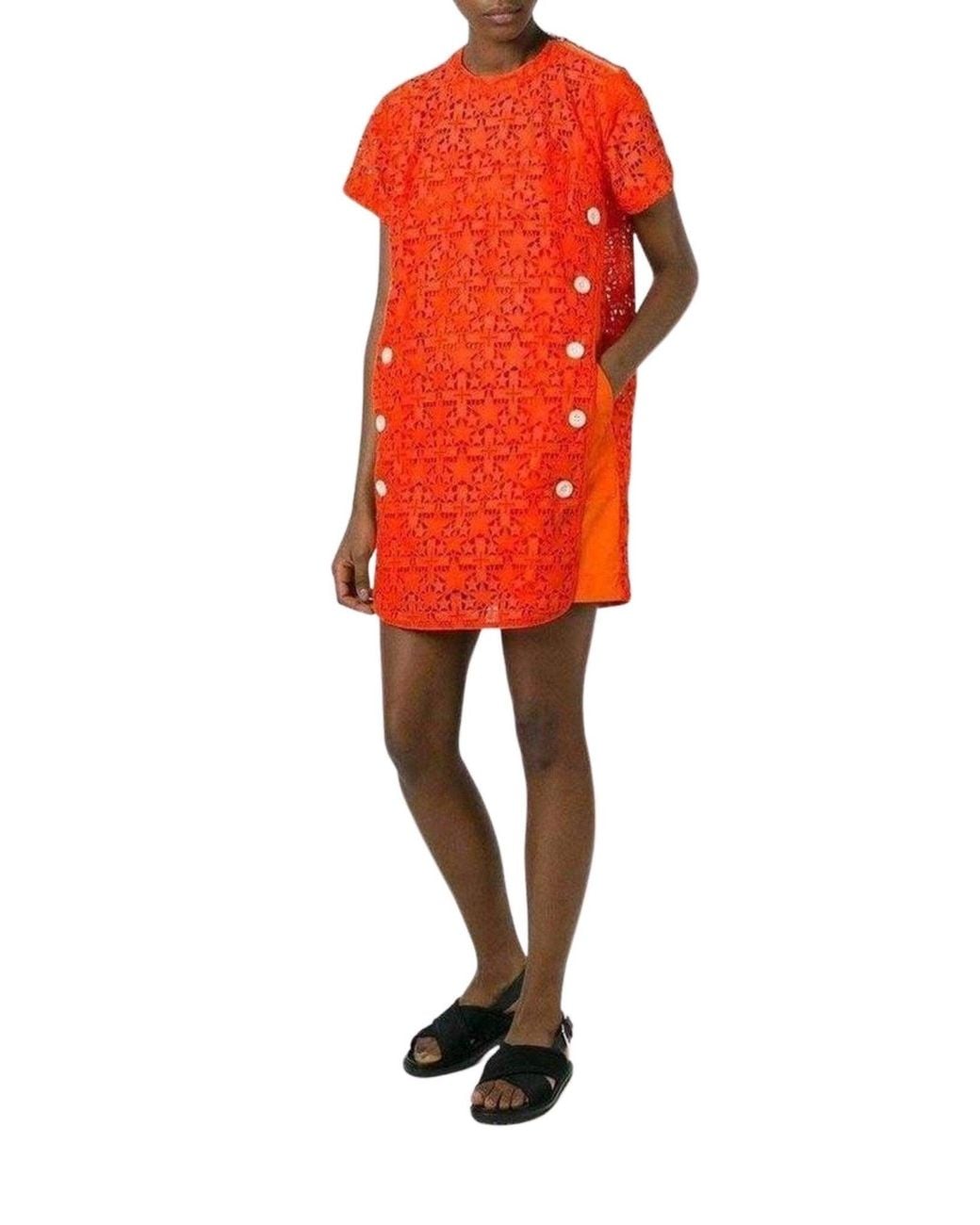Sacai Orange Lace Trim Sangallo Dress