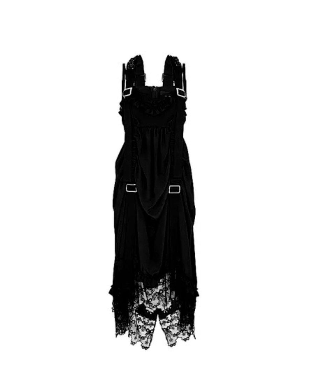 Simone Rocha Black Draped Buckle Silk Midi Dress