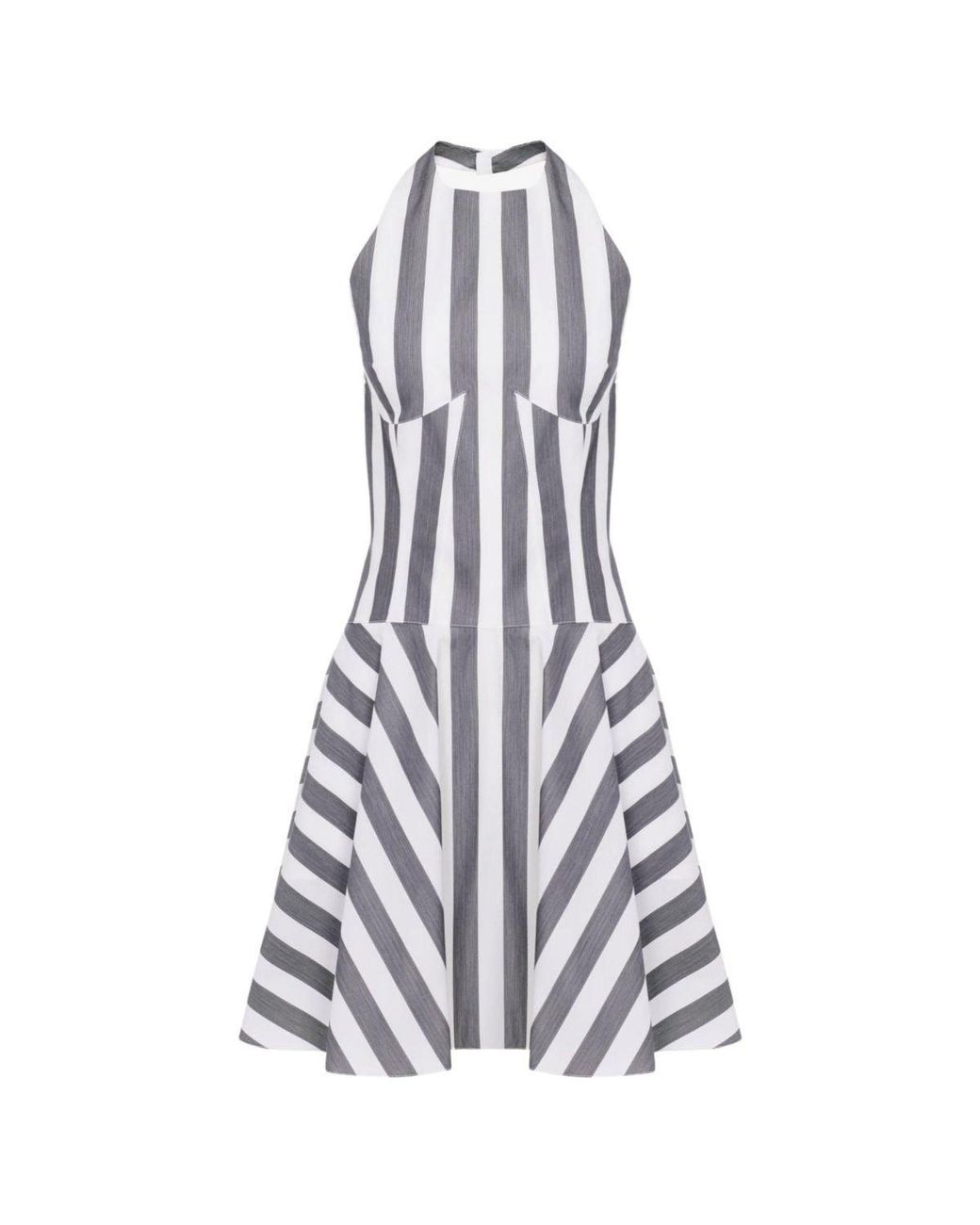 Alaïa Blue Short Striped Poplin Sun-dress
