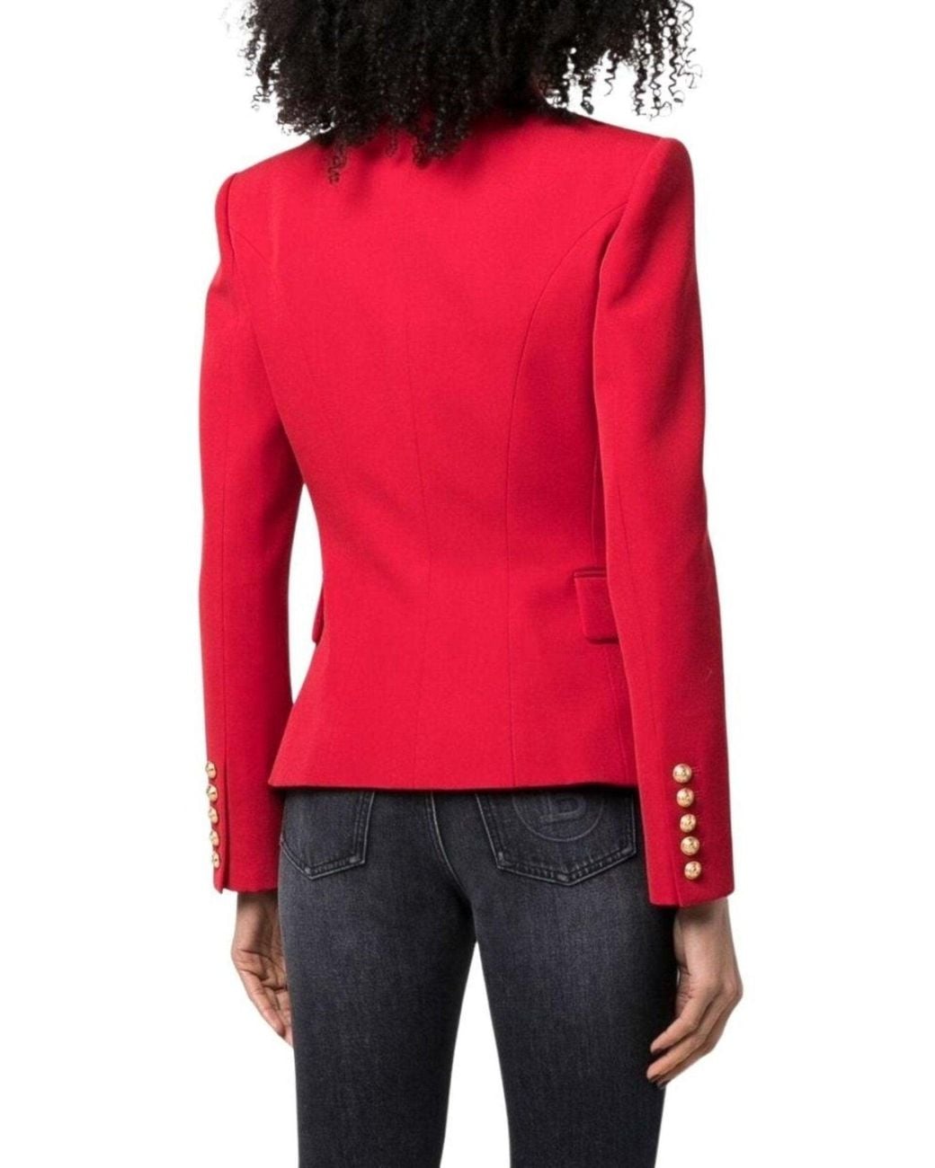 Balmain Red Double Breasted Tailored Wool Blazer