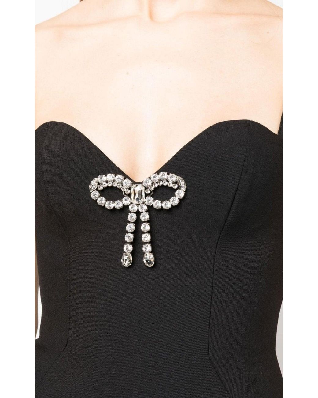 Area Black Crystal Spike Mini Dress