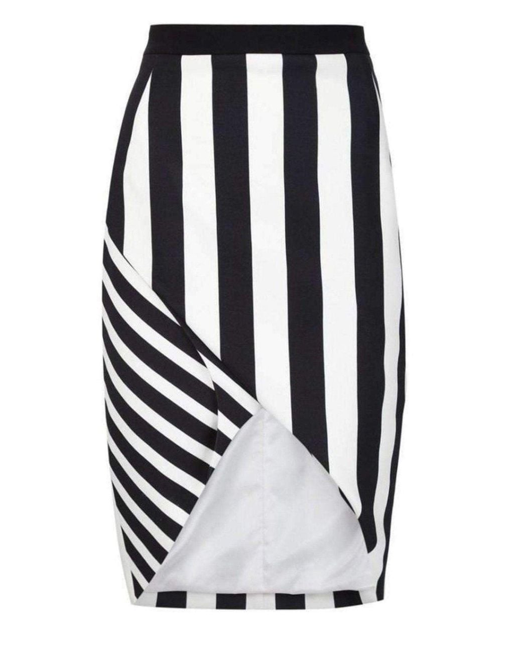 Mugler Black Striped Stretch Crepe Skirt