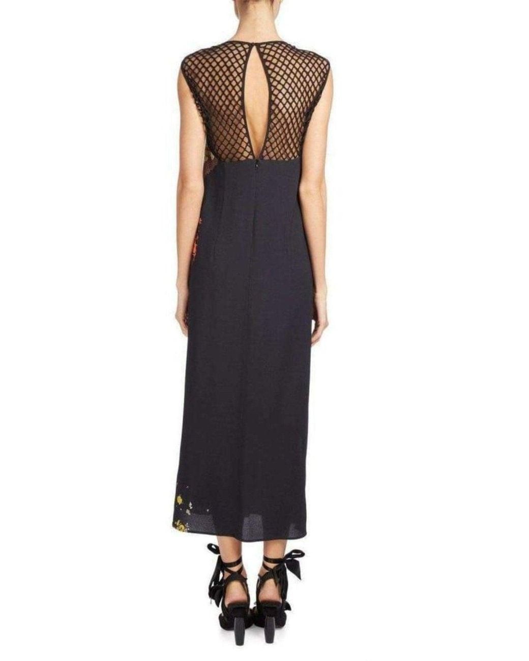 Dries Van Noten Black Mesh-yoke Maxi Dress