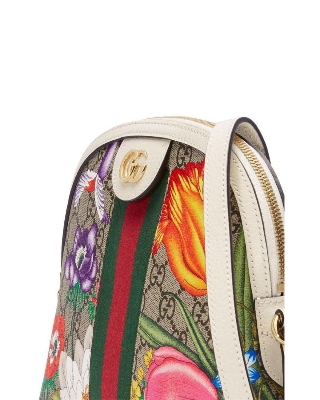 Gucci White Small Ophidia Flora Shoulder Bag It