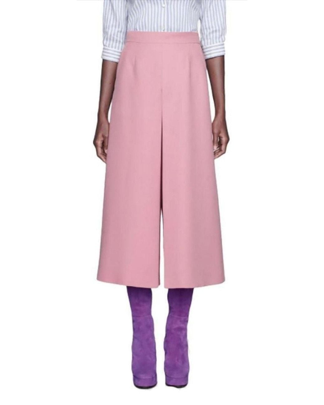 Gucci Purple High-rise Wide Silk-blend Pants