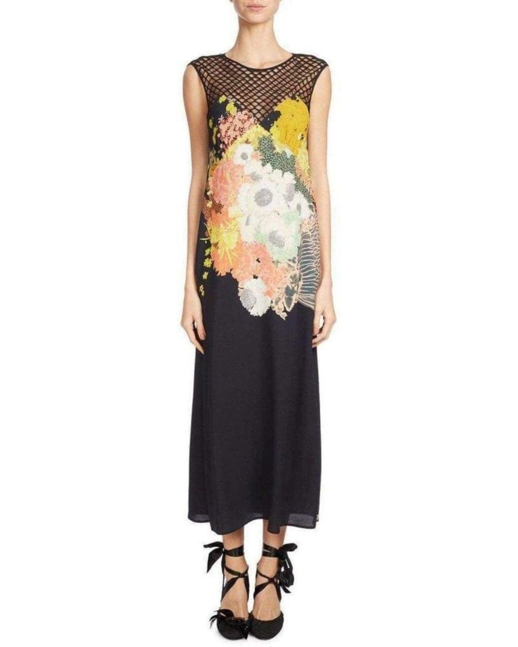 Dries Van Noten Black Mesh-yoke Maxi Dress