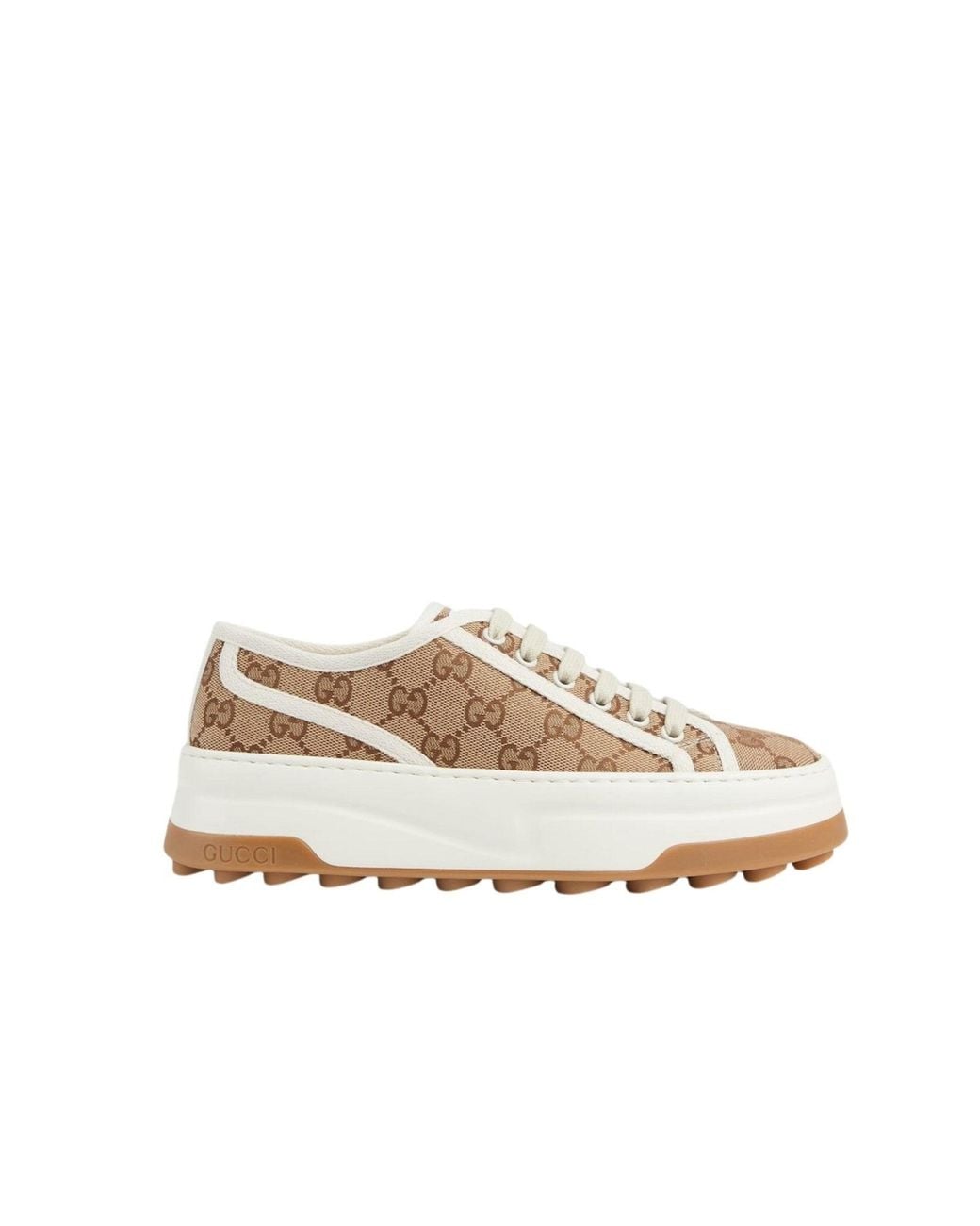 Gucci White GG Canvas Platform Sneaker In Beige