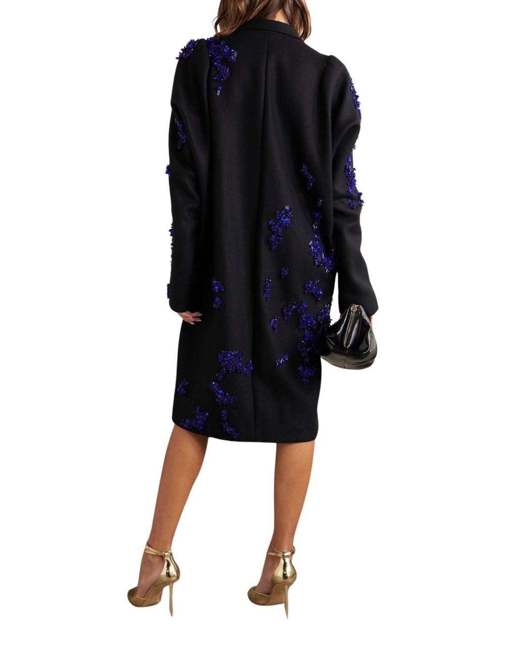 Dries Van Noten Blue Rinky Embroidered Wool-blend Cocoon Coat