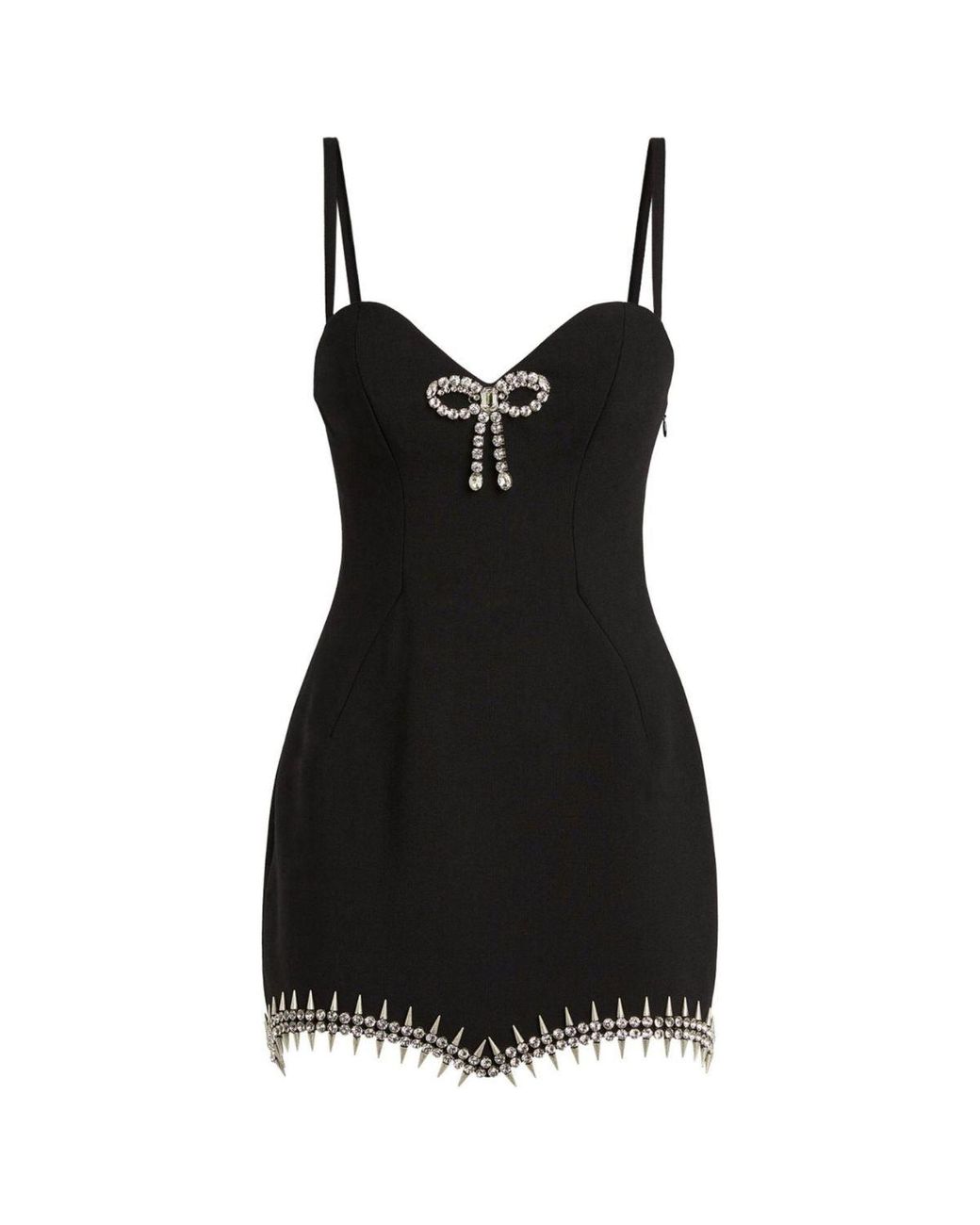 Area Black Crystal Spike Mini Dress