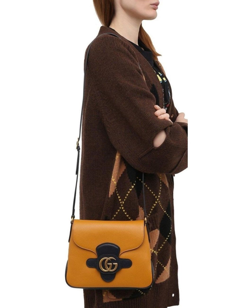 Gucci Yellow Small Messenger With Double GG Bag