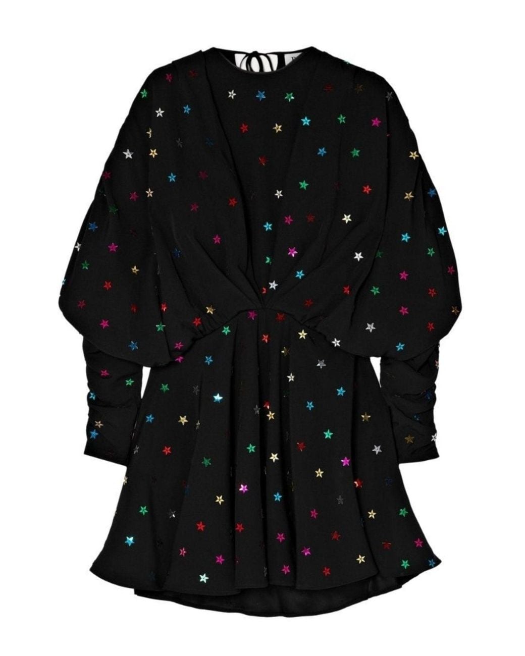 The Attico Black Gathered Sequin-embellished Crepe De Chine Mini Dress