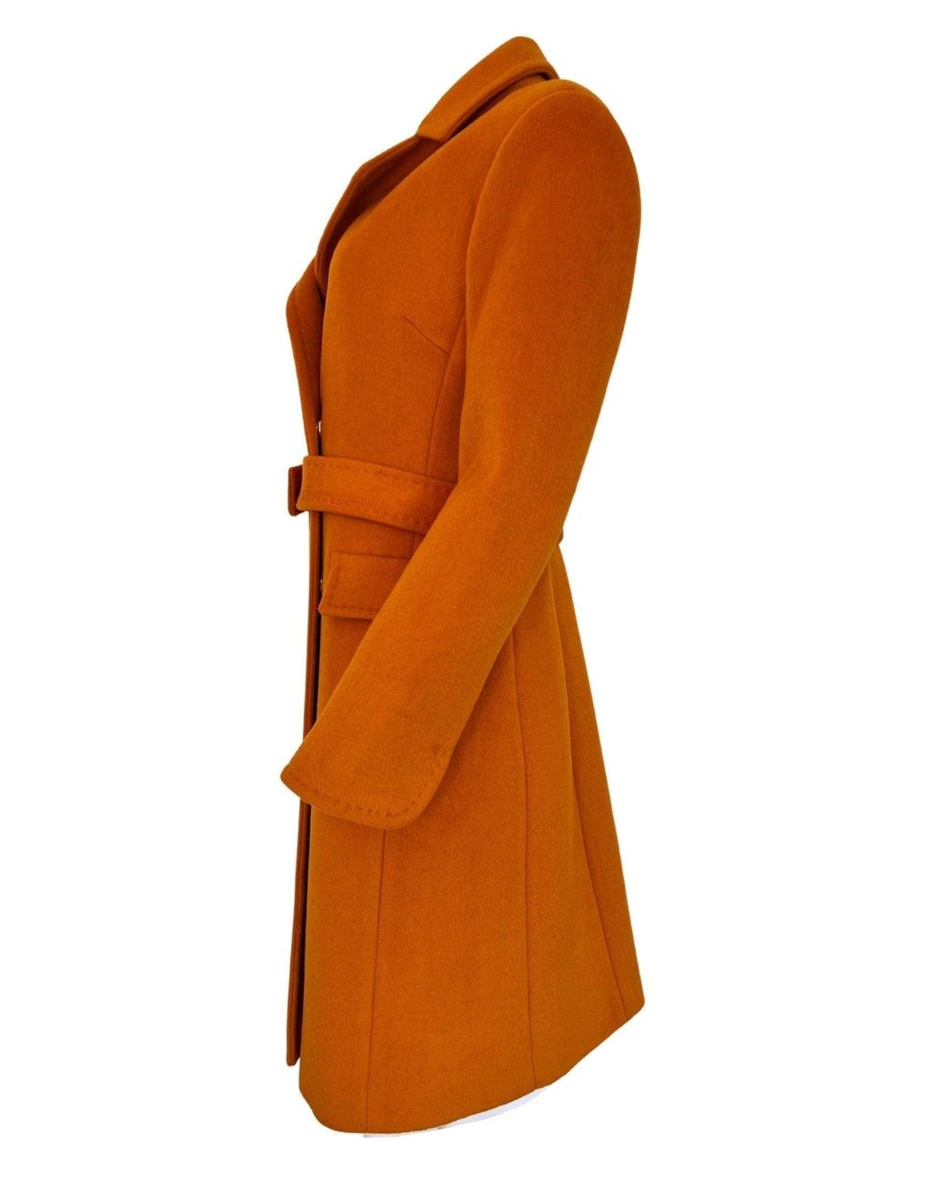 Cult Moda Orange Belted Wool Blend Coat