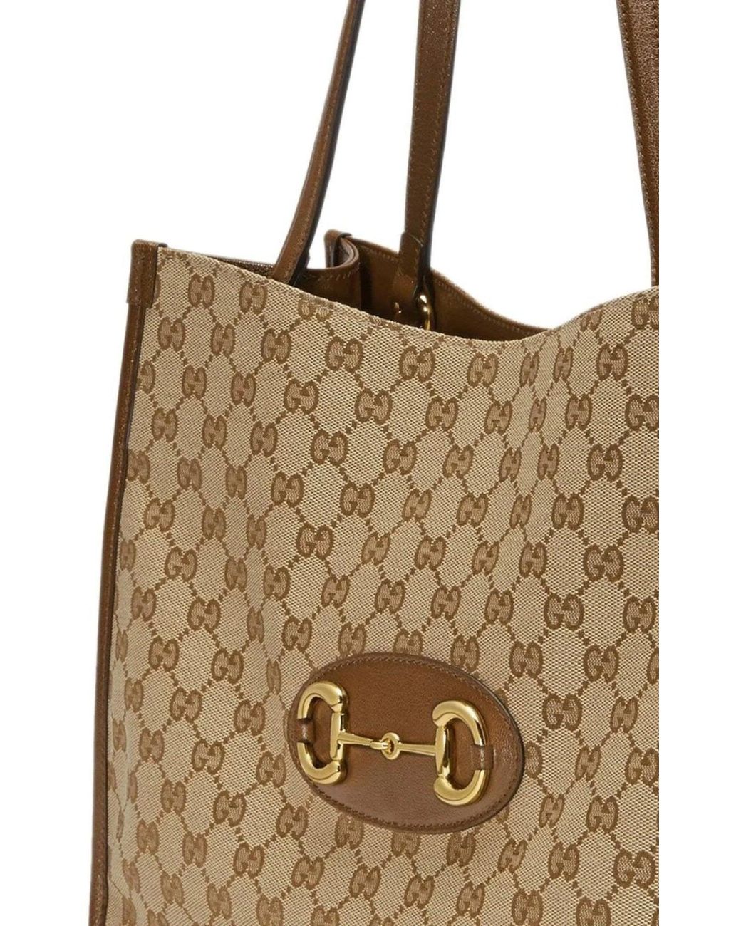 Gucci Brown Horsebit 1955 GG Supreme Medium Tote Bag