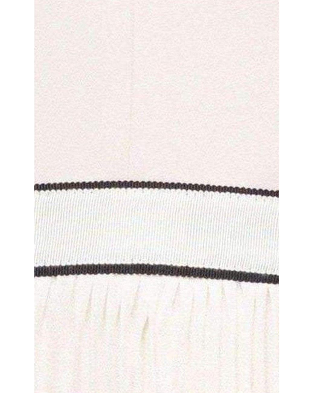 Self-Portrait White V-neck Dress With Fluted Pleats Uk 6 (us 2)