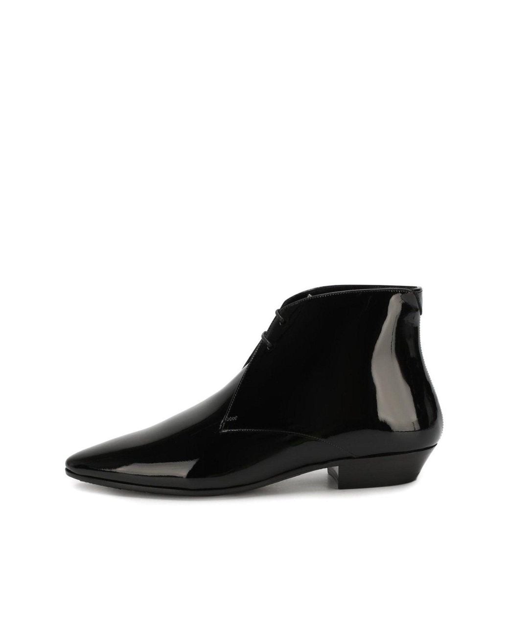 Saint Laurent Black Pathen Leather Ankle Boots