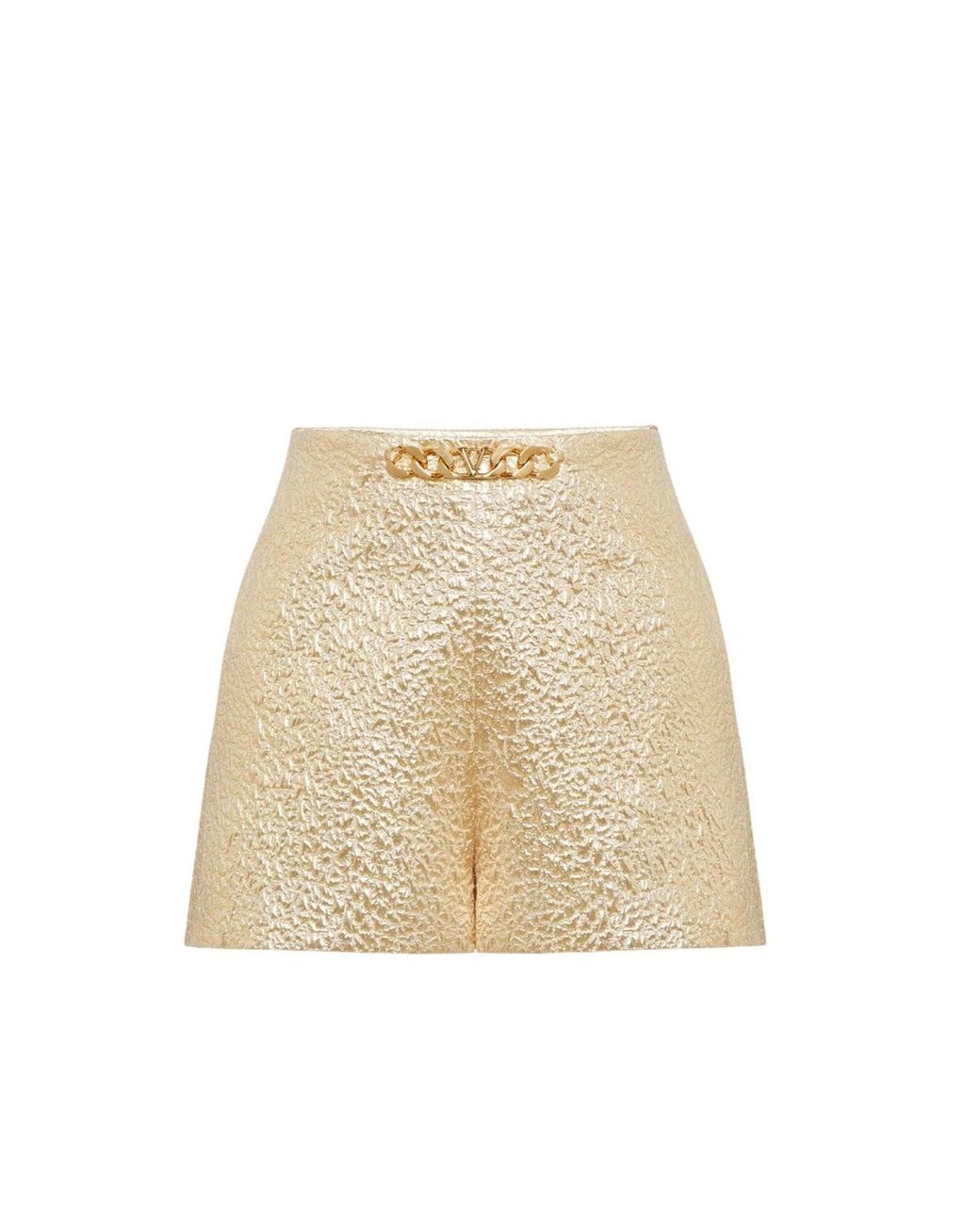 Valentino Natural Vlogo Chain Tailored High-waist Shorts