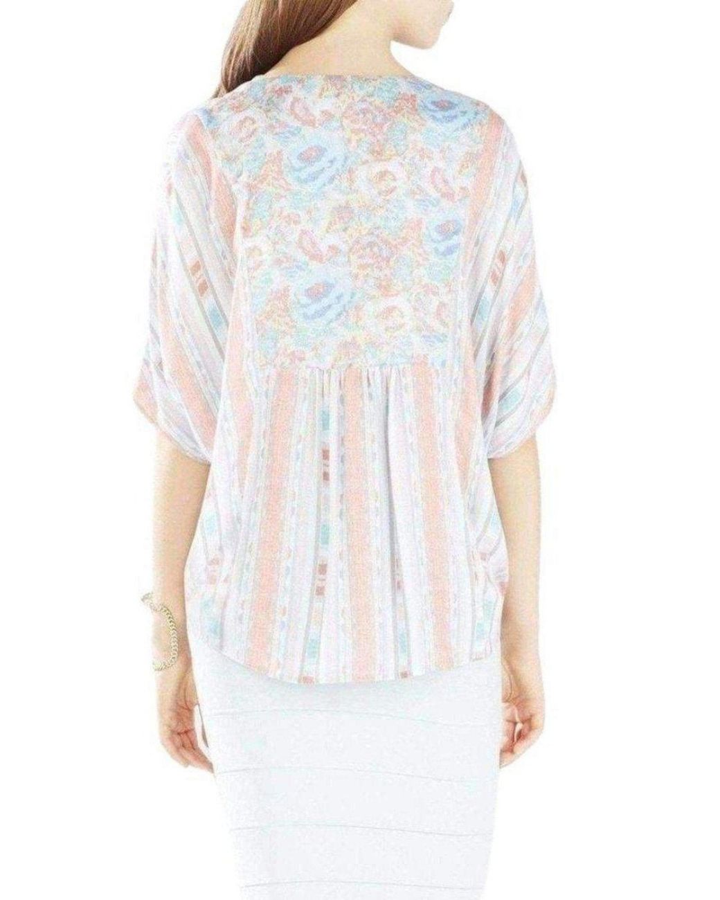 BCBGMAXAZRIA White Skarlett Relaxed Handkerchief Top